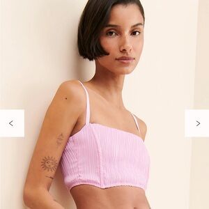 Free People Pink Pleated Crop Top